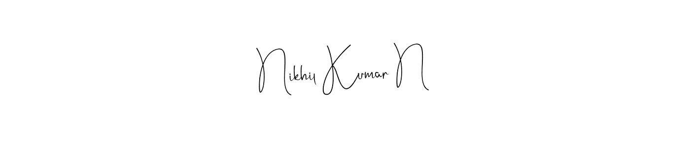 if you are searching for the best signature style for your name Nikhil Kumar N. so please give up your signature search. here we have designed multiple signature styles  using Andilay-7BmLP. Nikhil Kumar N signature style 4 images and pictures png