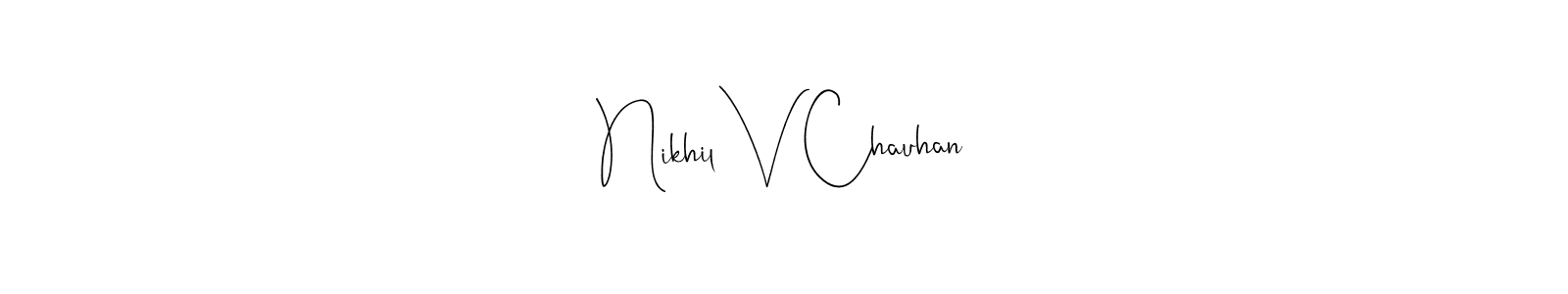 The best way (Andilay-7BmLP) to make a short signature is to pick only two or three words in your name. The name Nikhil V Chauhan include a total of six letters. For converting this name. Nikhil V Chauhan signature style 4 images and pictures png