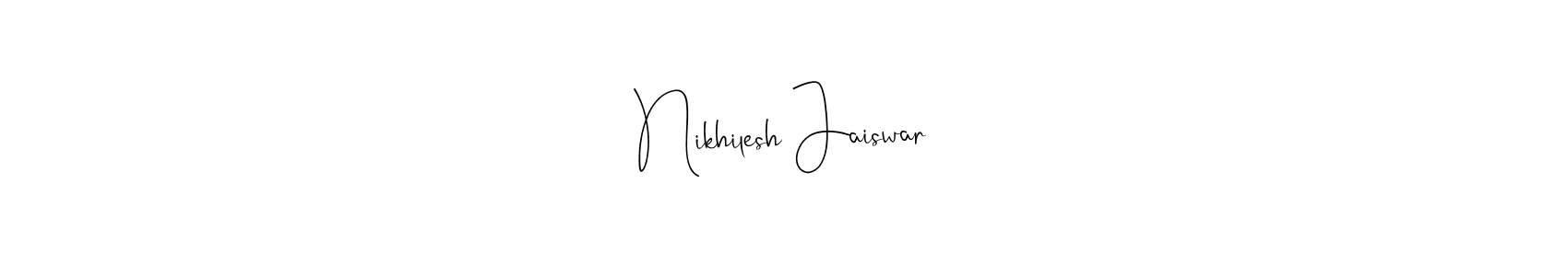 This is the best signature style for the Nikhilesh Jaiswar name. Also you like these signature font (Andilay-7BmLP). Mix name signature. Nikhilesh Jaiswar signature style 4 images and pictures png