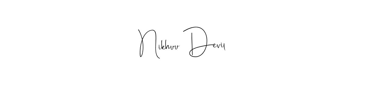 Andilay-7BmLP is a professional signature style that is perfect for those who want to add a touch of class to their signature. It is also a great choice for those who want to make their signature more unique. Get Nikhuu Devil name to fancy signature for free. Nikhuu Devil signature style 4 images and pictures png