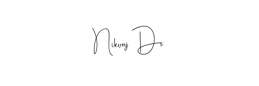 You should practise on your own different ways (Andilay-7BmLP) to write your name (Nikunj Ds) in signature. don't let someone else do it for you. Nikunj Ds signature style 4 images and pictures png