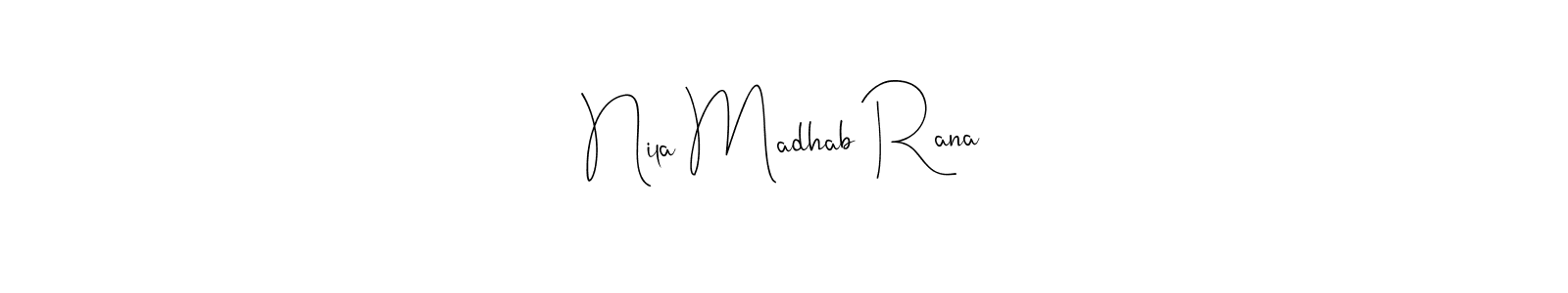 The best way (Andilay-7BmLP) to make a short signature is to pick only two or three words in your name. The name Nila Madhab Rana include a total of six letters. For converting this name. Nila Madhab Rana signature style 4 images and pictures png