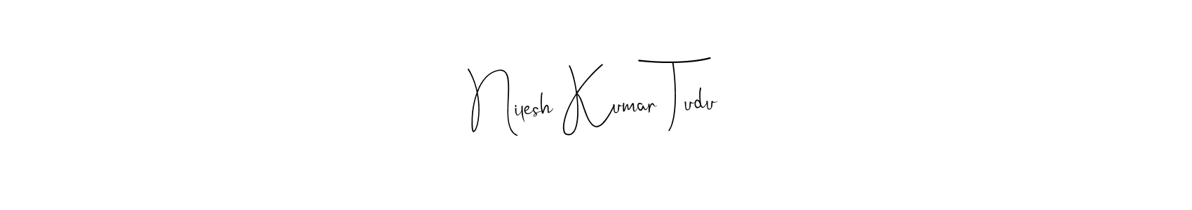 This is the best signature style for the Nilesh Kumar Tudu name. Also you like these signature font (Andilay-7BmLP). Mix name signature. Nilesh Kumar Tudu signature style 4 images and pictures png