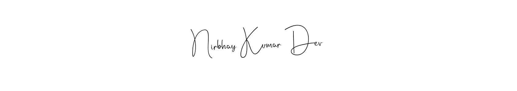 Similarly Andilay-7BmLP is the best handwritten signature design. Signature creator online .You can use it as an online autograph creator for name Nirbhay Kumar Dev. Nirbhay Kumar Dev signature style 4 images and pictures png