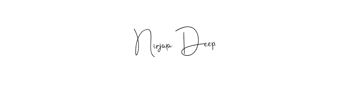 How to make Nirjala Deep name signature. Use Andilay-7BmLP style for creating short signs online. This is the latest handwritten sign. Nirjala Deep signature style 4 images and pictures png