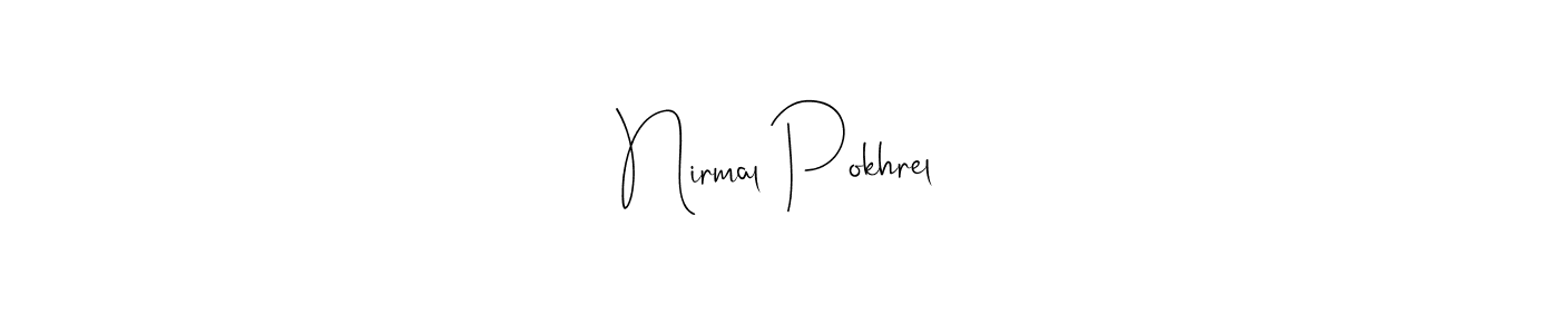 How to make Nirmal Pokhrel name signature. Use Andilay-7BmLP style for creating short signs online. This is the latest handwritten sign. Nirmal Pokhrel signature style 4 images and pictures png