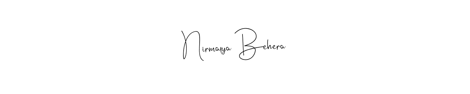 How to Draw Nirmalya Behera signature style? Andilay-7BmLP is a latest design signature styles for name Nirmalya Behera. Nirmalya Behera signature style 4 images and pictures png