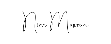 A sleek calligraphic signature for name Nirvi Malusare utilizing Andilay-7BmLP styling. Great for adding personal signatures to photos and art. Nirvi Malusare signature style 4 images and pictures png