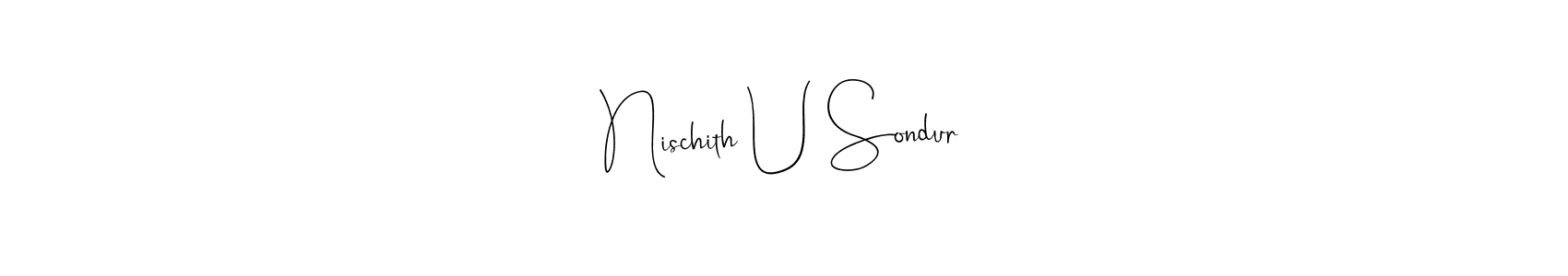 Similarly Andilay-7BmLP is the best handwritten signature design. Signature creator online .You can use it as an online autograph creator for name Nischith U Sondur. Nischith U Sondur signature style 4 images and pictures png