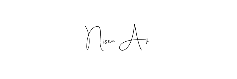 Andilay-7BmLP is a professional signature style that is perfect for those who want to add a touch of class to their signature. It is also a great choice for those who want to make their signature more unique. Get Niser Ali name to fancy signature for free. Niser Ali signature style 4 images and pictures png