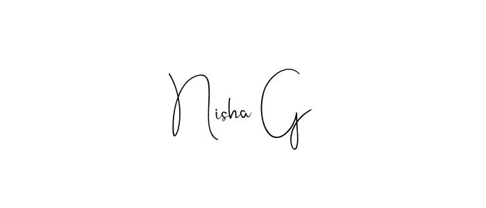 Also You can easily find your signature by using the search form. We will create Nisha G name handwritten signature images for you free of cost using Andilay-7BmLP sign style. Nisha G signature style 4 images and pictures png