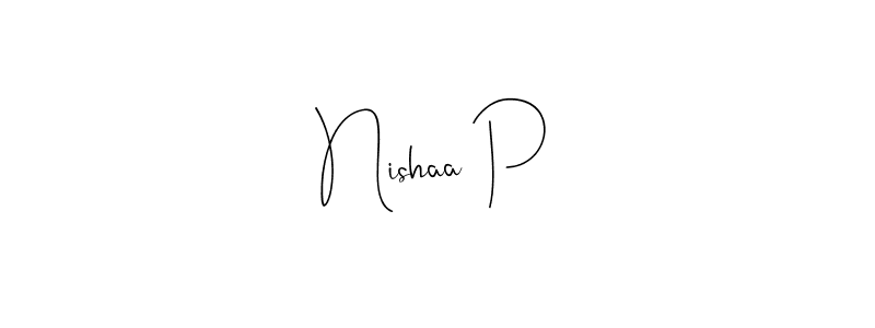 How to make Nishaa P signature? Andilay-7BmLP is a professional autograph style. Create handwritten signature for Nishaa P name. Nishaa P signature style 4 images and pictures png