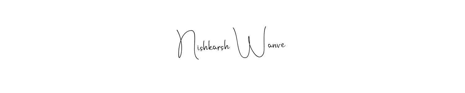 The best way (Andilay-7BmLP) to make a short signature is to pick only two or three words in your name. The name Nishkarsh Wanve include a total of six letters. For converting this name. Nishkarsh Wanve signature style 4 images and pictures png