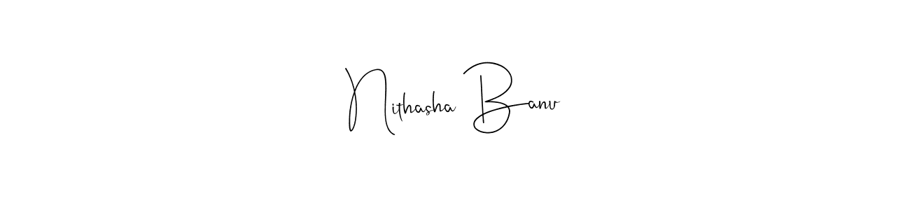 Andilay-7BmLP is a professional signature style that is perfect for those who want to add a touch of class to their signature. It is also a great choice for those who want to make their signature more unique. Get Nithasha Banu name to fancy signature for free. Nithasha Banu signature style 4 images and pictures png