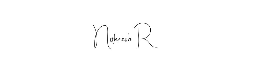 Also You can easily find your signature by using the search form. We will create Nitheesh R name handwritten signature images for you free of cost using Andilay-7BmLP sign style. Nitheesh R signature style 4 images and pictures png