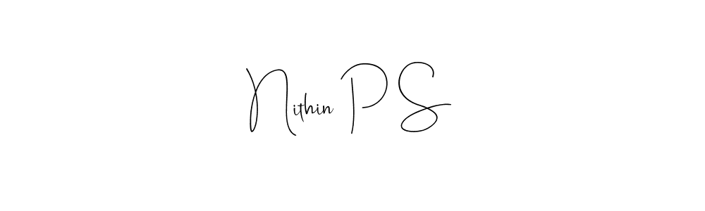 How to make Nithin P S name signature. Use Andilay-7BmLP style for creating short signs online. This is the latest handwritten sign. Nithin P S signature style 4 images and pictures png