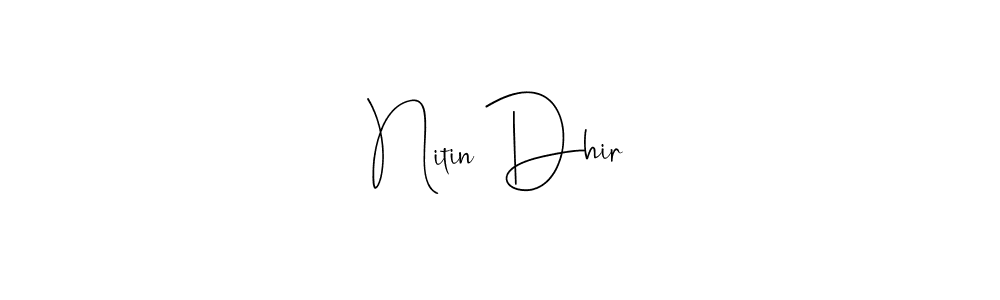 Andilay-7BmLP is a professional signature style that is perfect for those who want to add a touch of class to their signature. It is also a great choice for those who want to make their signature more unique. Get Nitin Dhir name to fancy signature for free. Nitin Dhir signature style 4 images and pictures png