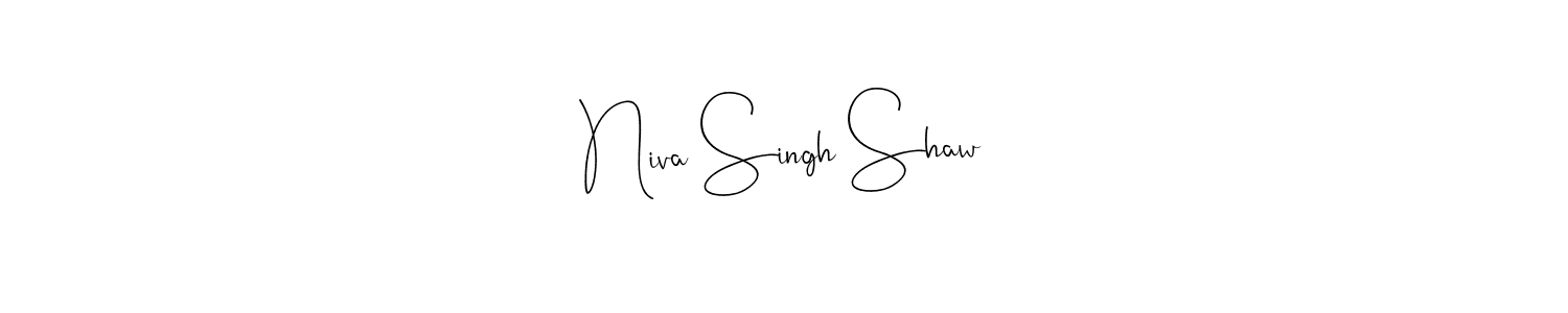 This is the best signature style for the Niva Singh Shaw name. Also you like these signature font (Andilay-7BmLP). Mix name signature. Niva Singh Shaw signature style 4 images and pictures png