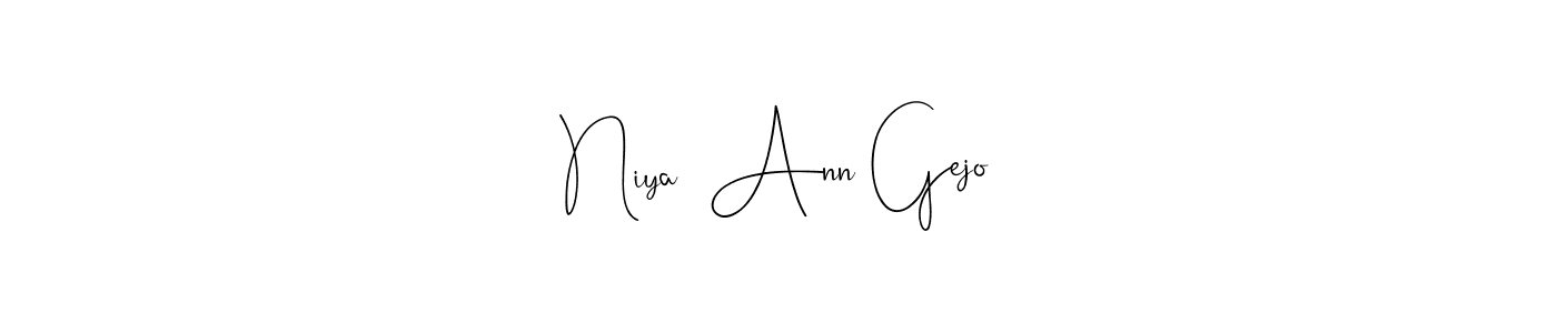 if you are searching for the best signature style for your name Niya  Ann Gejo. so please give up your signature search. here we have designed multiple signature styles  using Andilay-7BmLP. Niya  Ann Gejo signature style 4 images and pictures png