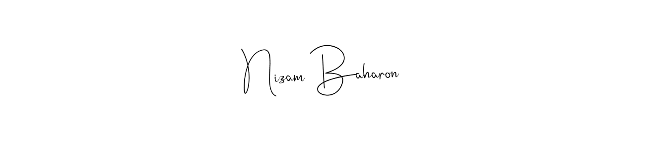 Make a beautiful signature design for name Nizam Baharon. With this signature (Andilay-7BmLP) style, you can create a handwritten signature for free. Nizam Baharon signature style 4 images and pictures png