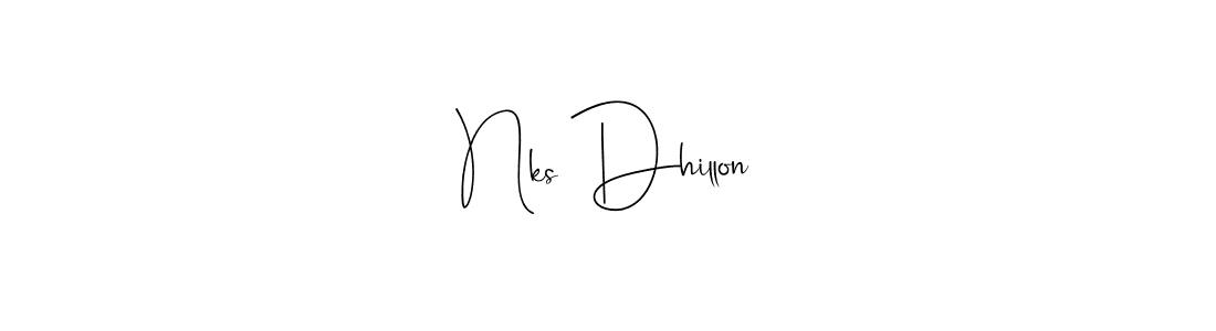 How to make Nks Dhillon name signature. Use Andilay-7BmLP style for creating short signs online. This is the latest handwritten sign. Nks Dhillon signature style 4 images and pictures png