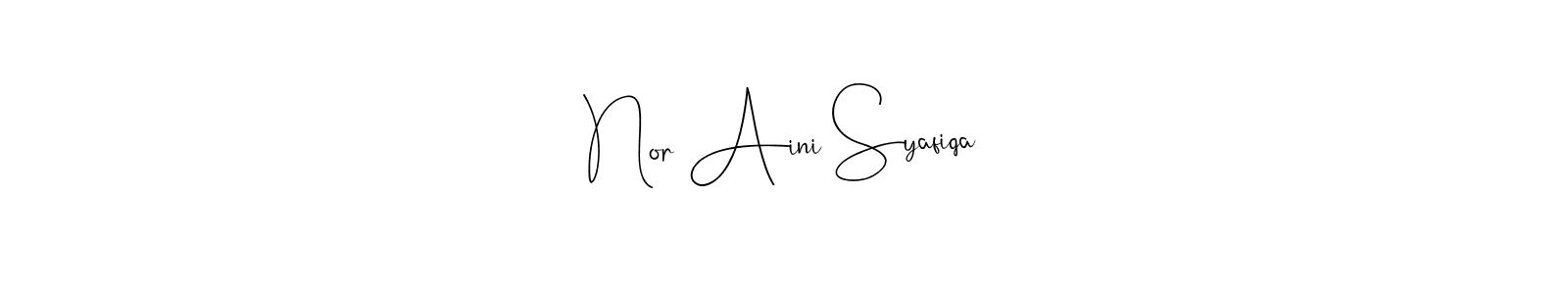 Make a beautiful signature design for name Nor Aini Syafiqa. With this signature (Andilay-7BmLP) style, you can create a handwritten signature for free. Nor Aini Syafiqa signature style 4 images and pictures png