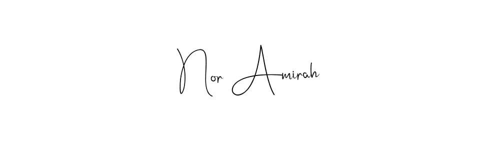 How to make Nor Amirah name signature. Use Andilay-7BmLP style for creating short signs online. This is the latest handwritten sign. Nor Amirah signature style 4 images and pictures png
