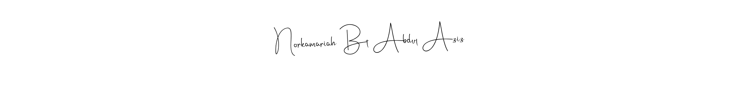 if you are searching for the best signature style for your name Norkamariah Bt Abdul Aziz. so please give up your signature search. here we have designed multiple signature styles  using Andilay-7BmLP. Norkamariah Bt Abdul Aziz signature style 4 images and pictures png