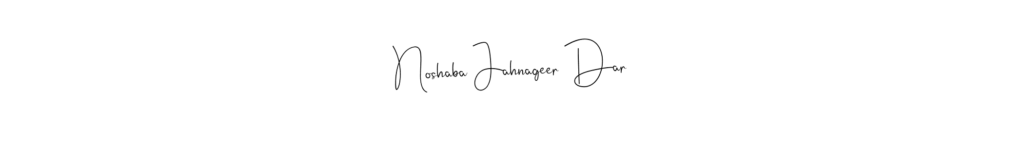 The best way (Andilay-7BmLP) to make a short signature is to pick only two or three words in your name. The name Noshaba Jahnageer Dar include a total of six letters. For converting this name. Noshaba Jahnageer Dar signature style 4 images and pictures png