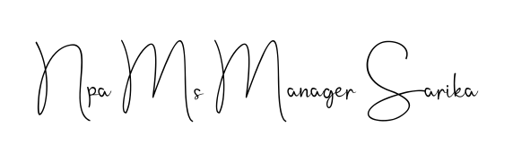 Upgrade your professional image with Npa Ms Manager Sarika signature created with Andilay-7BmLP font. Fast, free, and watermark-free download. Npa Ms Manager Sarika signature style 4 images and pictures png