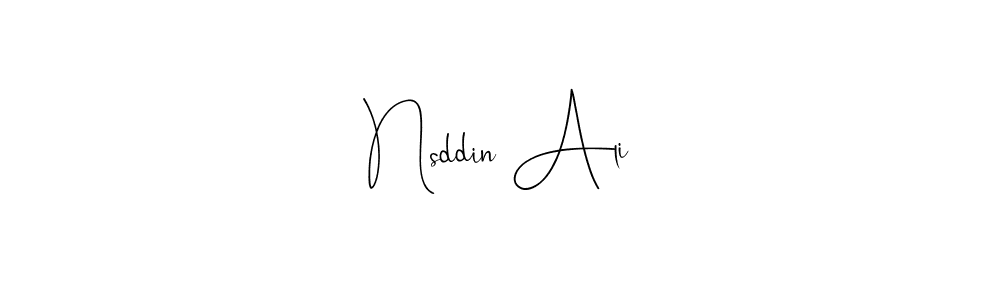 The best way (Andilay-7BmLP) to make a short signature is to pick only two or three words in your name. The name Nsddin Ali include a total of six letters. For converting this name. Nsddin Ali signature style 4 images and pictures png