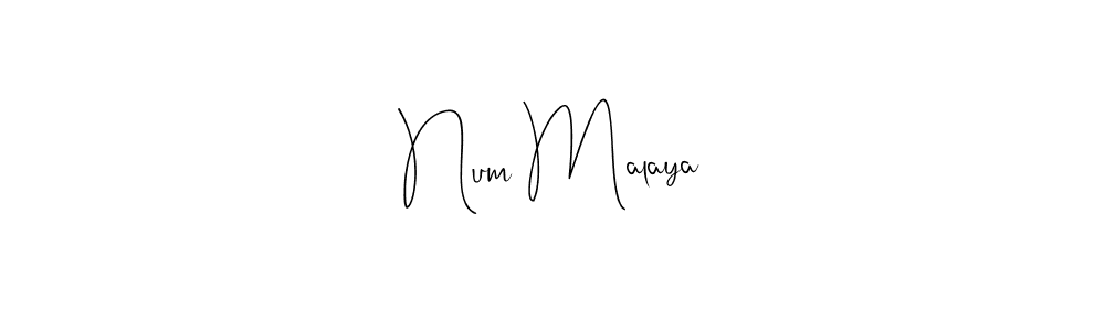 Create a beautiful signature design for name Num Malaya. With this signature (Andilay-7BmLP) fonts, you can make a handwritten signature for free. Num Malaya signature style 4 images and pictures png