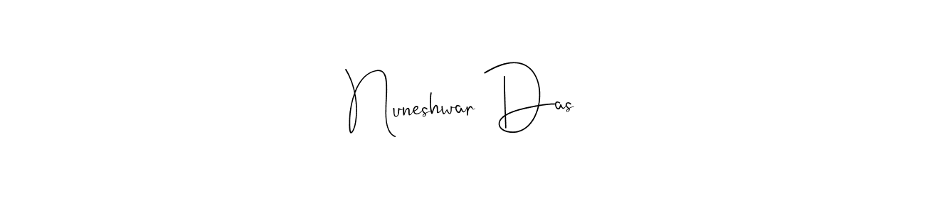 How to make Nuneshwar Das name signature. Use Andilay-7BmLP style for creating short signs online. This is the latest handwritten sign. Nuneshwar Das signature style 4 images and pictures png
