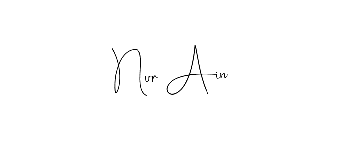 Design your own signature with our free online signature maker. With this signature software, you can create a handwritten (Andilay-7BmLP) signature for name Nur Ain. Nur Ain signature style 4 images and pictures png