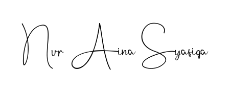 Explore multiple handwriting variations for Nur Aina Syafiqa including this stunning Andilay-7BmLP design. Free to use across all platforms. Nur Aina Syafiqa signature style 4 images and pictures png