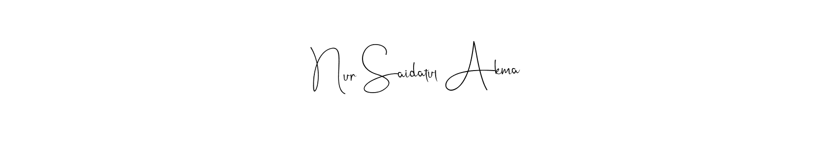 Also You can easily find your signature by using the search form. We will create Nur Saidatul Akma name handwritten signature images for you free of cost using Andilay-7BmLP sign style. Nur Saidatul Akma signature style 4 images and pictures png