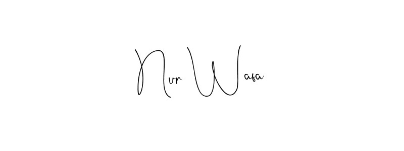 if you are searching for the best signature style for your name Nur Wafa. so please give up your signature search. here we have designed multiple signature styles  using Andilay-7BmLP. Nur Wafa signature style 4 images and pictures png