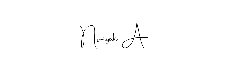Similarly Andilay-7BmLP is the best handwritten signature design. Signature creator online .You can use it as an online autograph creator for name Nuriyah A. Nuriyah A signature style 4 images and pictures png