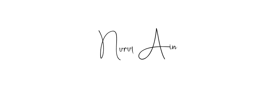 The best way (Andilay-7BmLP) to make a short signature is to pick only two or three words in your name. The name Nurul Ain include a total of six letters. For converting this name. Nurul Ain signature style 4 images and pictures png
