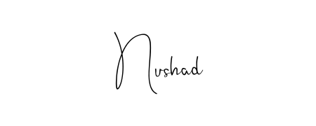 Enhance your business communications with Nushad signature in Andilay-7BmLP lettering. Clean, modern, and universally compatible. Nushad signature style 4 images and pictures png