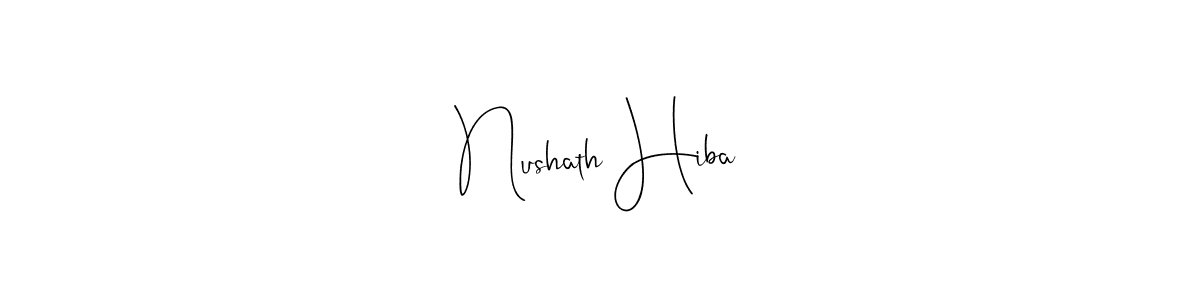Also You can easily find your signature by using the search form. We will create Nushath Hiba name handwritten signature images for you free of cost using Andilay-7BmLP sign style. Nushath Hiba signature style 4 images and pictures png