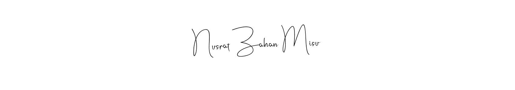 How to make Nusrat Zahan Misu name signature. Use Andilay-7BmLP style for creating short signs online. This is the latest handwritten sign. Nusrat Zahan Misu signature style 4 images and pictures png