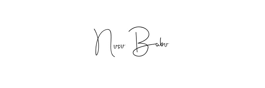 How to make Nusu Babu name signature. Use Andilay-7BmLP style for creating short signs online. This is the latest handwritten sign. Nusu Babu signature style 4 images and pictures png