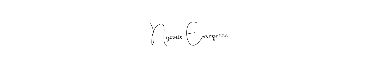 The best way (Andilay-7BmLP) to make a short signature is to pick only two or three words in your name. The name Nyomie Evergreen include a total of six letters. For converting this name. Nyomie Evergreen signature style 4 images and pictures png
