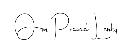 A modern signature idea for name Om Prasad Lenkq using Andilay-7BmLP font. Clean strokes and elegant curves make it stand out instantly. Om Prasad Lenkq signature style 4 images and pictures png