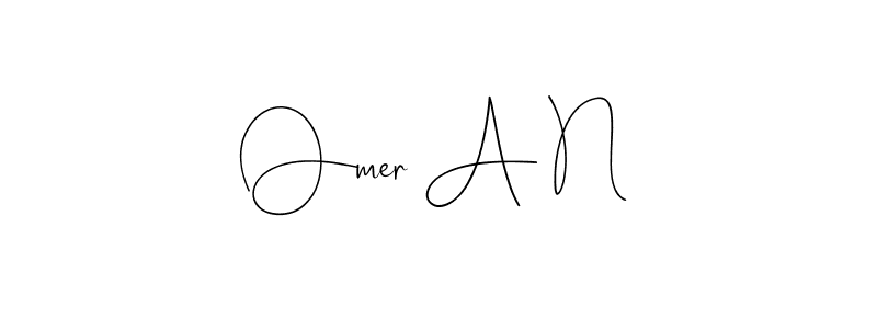 How to make Omer A N name signature. Use Andilay-7BmLP style for creating short signs online. This is the latest handwritten sign. Omer A N signature style 4 images and pictures png