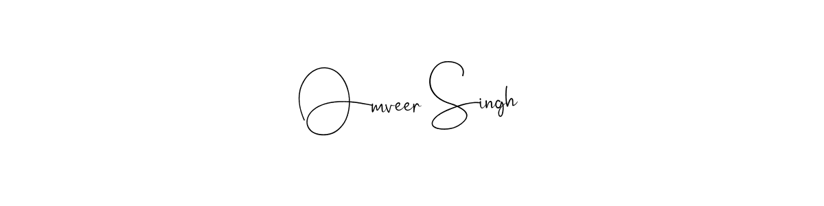 How to make Omveer Singh name signature. Use Andilay-7BmLP style for creating short signs online. This is the latest handwritten sign. Omveer Singh signature style 4 images and pictures png