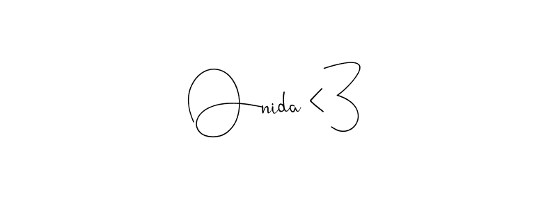 Also You can easily find your signature by using the search form. We will create Onida <3 name handwritten signature images for you free of cost using Andilay-7BmLP sign style. Onida <3 signature style 4 images and pictures png