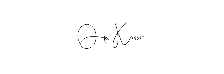 How to make Ota Kassu name signature. Use Andilay-7BmLP style for creating short signs online. This is the latest handwritten sign. Ota Kassu signature style 4 images and pictures png