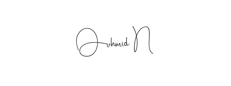 Andilay-7BmLP is a professional signature style that is perfect for those who want to add a touch of class to their signature. It is also a great choice for those who want to make their signature more unique. Get Ouhmid N name to fancy signature for free. Ouhmid N signature style 4 images and pictures png